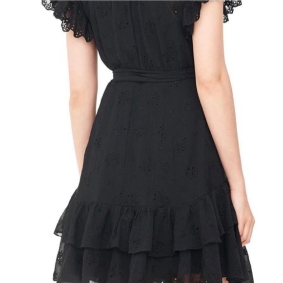 Rebecca Taylor Black Tiered Ruffled Mini Dress size 2 NO BELT** - Picture 6 of 6